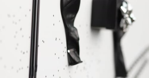 Rotation Vertical Video of Festival Birthday Party Background with Black and Silver Gift Box