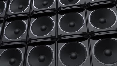 Pulsing Black Speaker Cones Wall Loop Animation