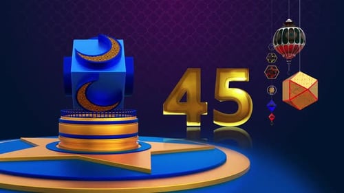 Elegant Islamic Countdown with Golden Moon and Lanterns