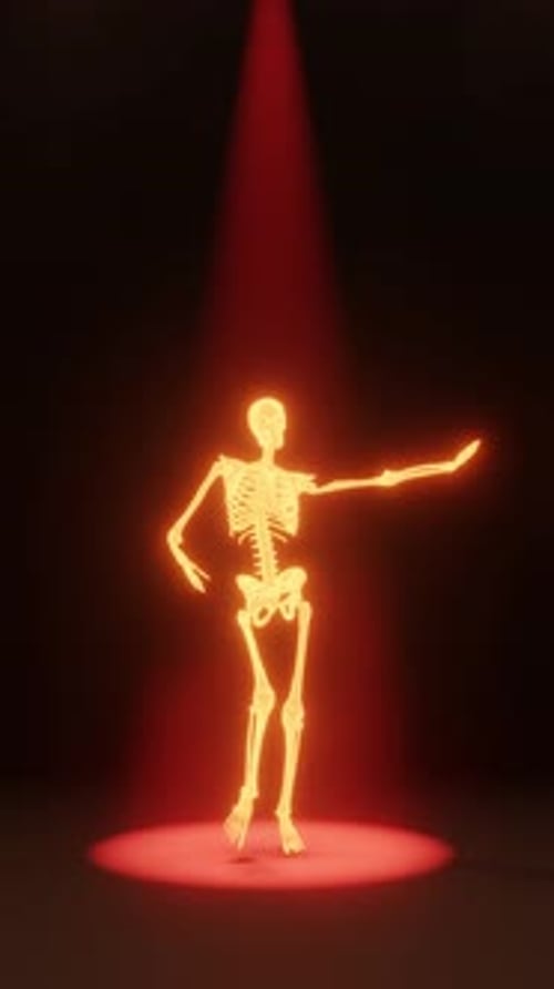 Dancing Neon Skeleton under Red Spotlight Animation