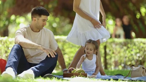 Family Having a Picnic in the Park