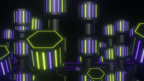 Purple And Lime Rotating Mechanism Background Vj Loop In 4K