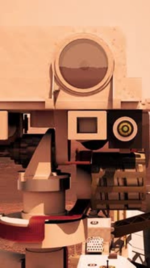 Mars Rover Robotic Camera Scanning Alien Landscape