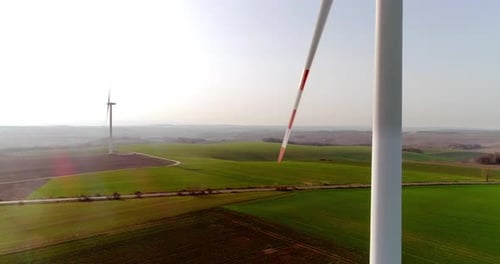 Renewable Energy Large Windmills With Blades Ecology Wind Turbines Aerial View