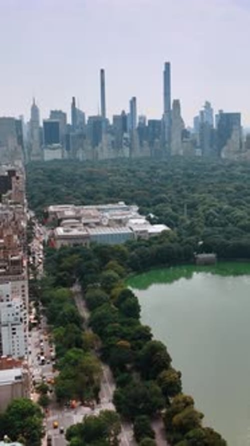 Central park new york city overview. Aerial manhattan city park.