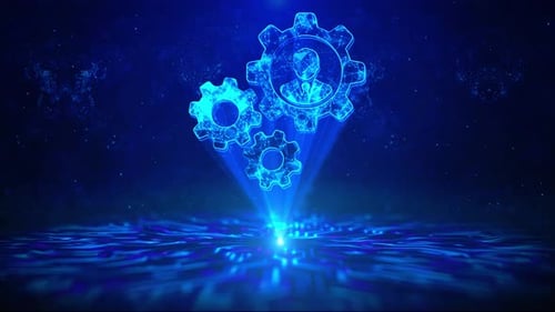 Automation Text with HUD Rotation Digital Technology Interface Sci Fi Hologram Cyberspace