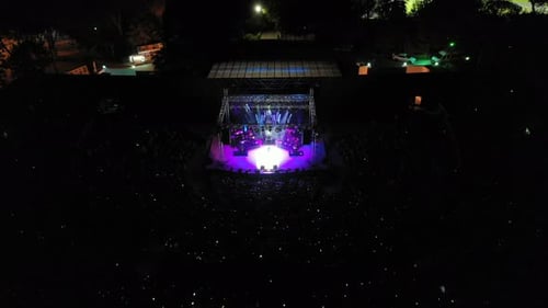 Aerial View of Concert Crowd at Night