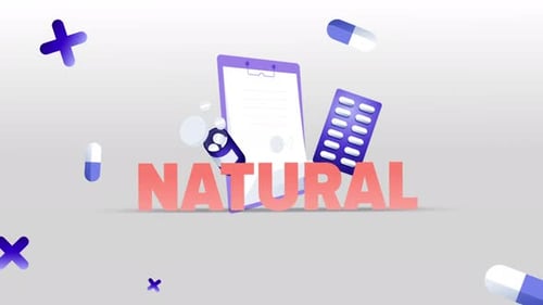 Modern Medical Animation with Pills, Clipboard, and Natural Text Reveal