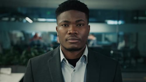 Serious Unhappy Man African American Ethnic Adult Male Looking at Camera Business Portrait 30s