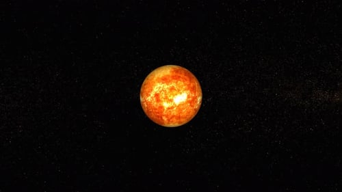 Realistic Sun planet Rotates on space or galaxy and stars milky way, Animation of Sun planet. 1153