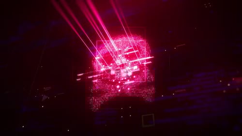 Skull Logo On Technology Background