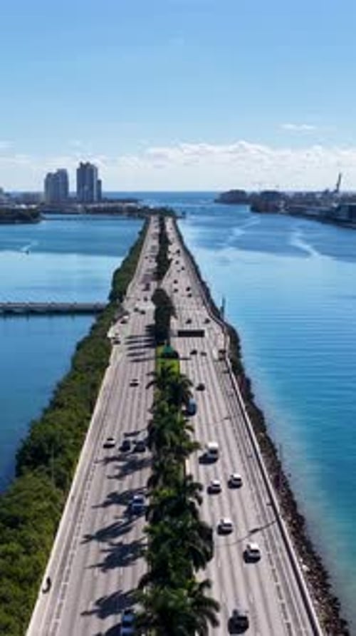 Miami Beach Skyline At Miami Beach In Florida United States.