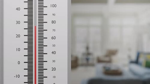 Animated Digital Thermometer Showing Temperature Changes