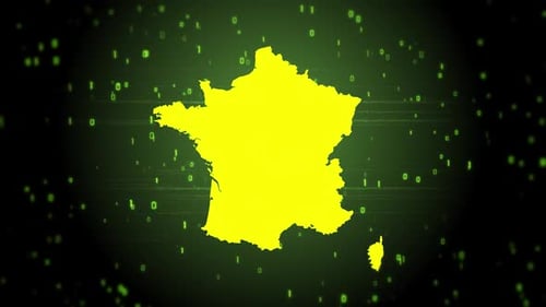 Futuristic Glitch Digital Map of France Reveal