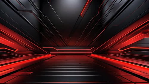 Dark futuristic corridor with red accents