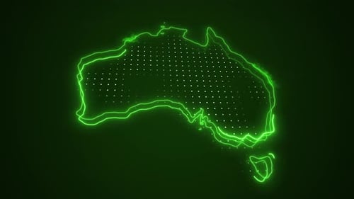 Neon Outline Map of Australia Animation