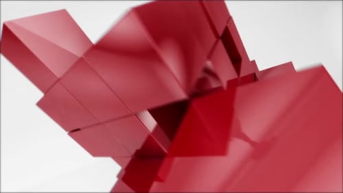 Red Technology Cubes Unfolding in loop