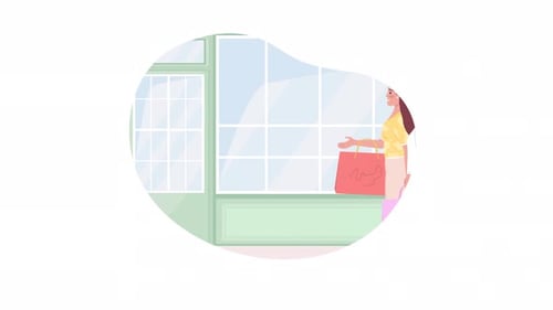 Flat Design Animated Women Shopping with Bags