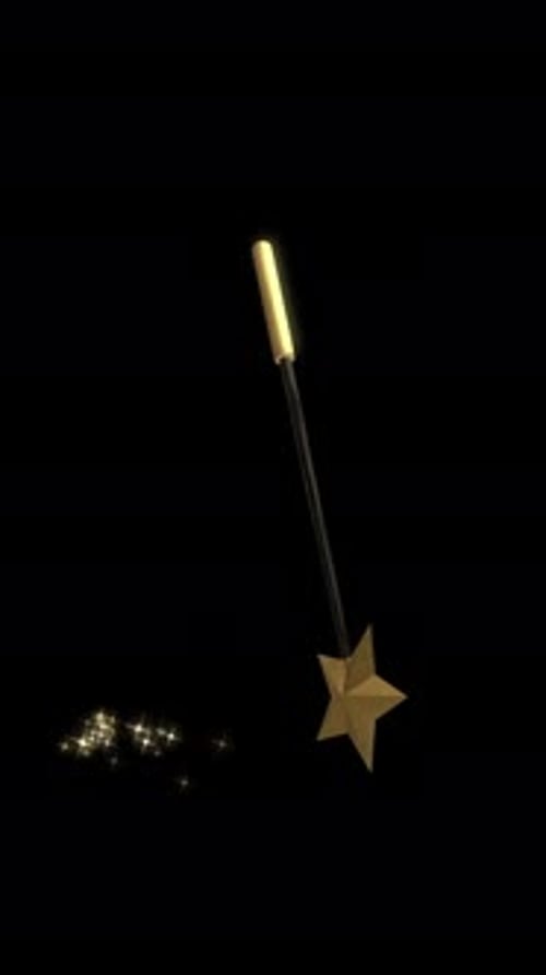 3D Magic Wand Rotating With Sparkles Trail Vertical