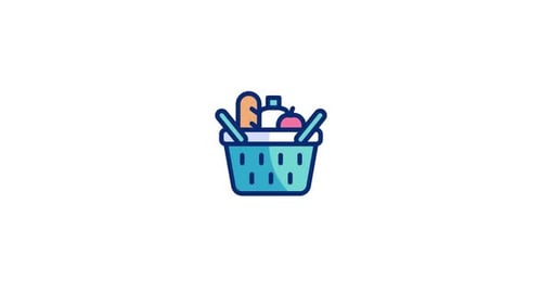 Modern Animated Shopping Basket Icon for Groceries