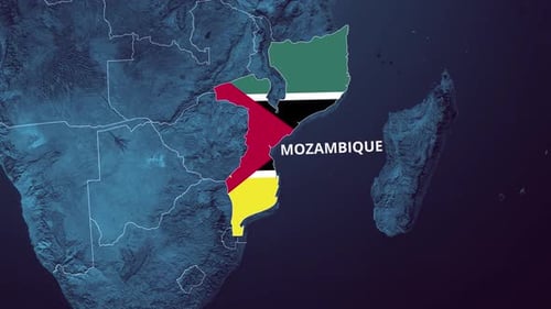 Animated Map Reveal of Mozambique Flag and Name