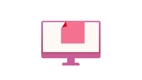 Animated Monitor Displaying Secure File with Lock Icon