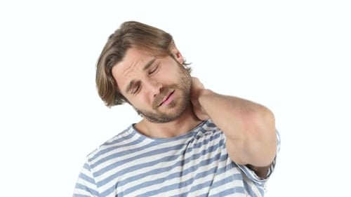 Man Rubs Neck in Pain