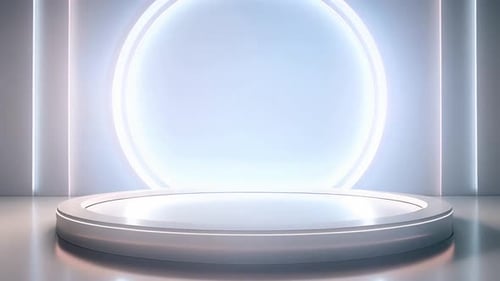 Podium Futuristische Vitrine mit Plattform für Produktausstellungen. Leeres modernes Bühnendisplay