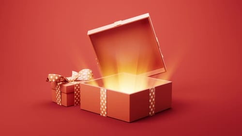 Festive Gift Box Opening Animation with Radiant Light