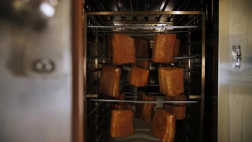 Smoked Fish in a Smoke House Sturgeon Meat