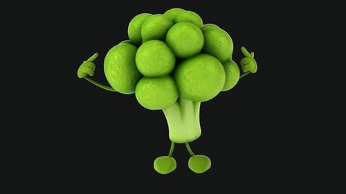 Fun 3D cartoon broccoli (with alpha channel)