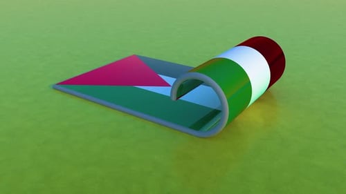 Modern 3D Palestinian Flag Roll Out Animation
