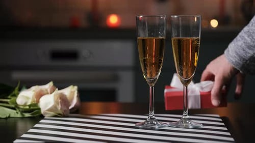 Champagne and roses for a romantic Valentine's Day