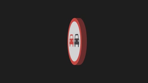 3D Animated No Overtaking Traffic Sign Icon