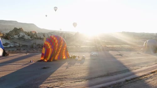Hot Air Balloons Landscape at Sunrise