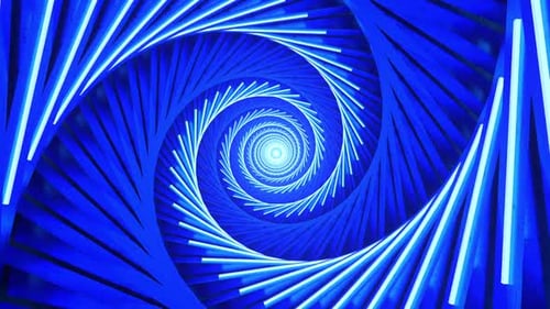 Neon Blue Light Spiral Tunnel Loop Background
