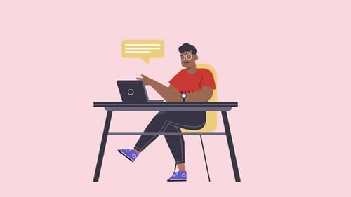 Character Talking At Office Desk Animation 4K