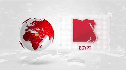 Ägypten 4K Tech Map neben dem Globus auf weißem Hintergrund