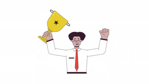Celebrating achievements businessman line 2D character animation