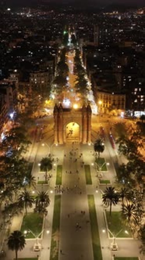 Night Scape of Arc De Triomf At Barcelona In Barcelona Province Spain.