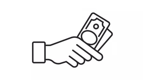 Animated Minimalist Outline Hand Holding Cash Banknotes Icon