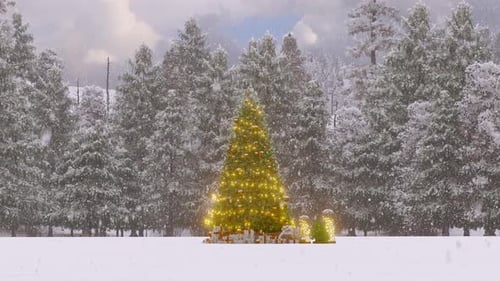 Árbol de Navidad en un paisaje invernal
