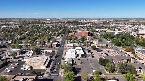 Aerial view of 10th Street, Greeley, United States.