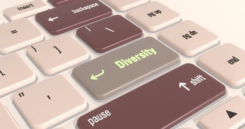 Tecla de
teclado de diversidade animada. Pessoas, raça multiétnica, intercultural, igualdade racial
.