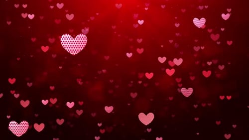 Romantic Red Hearts Particles Floating Background Loop