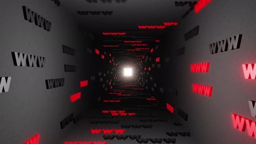 WWW symbols sign in black tunnel background 3d render. Hypertext transfer protocol secure web 3