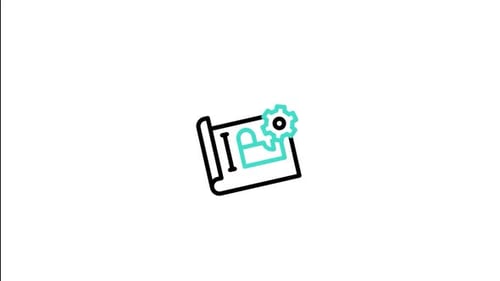 Flat Design Blueprint and Gear Icon Animation