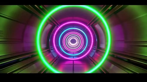 Futuristic Neon Circle Tunnel Abstract 3D Loop Animation wit