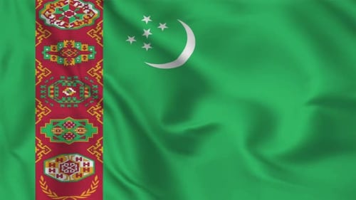Turkmenistan National Flag Waving Seamless Loop