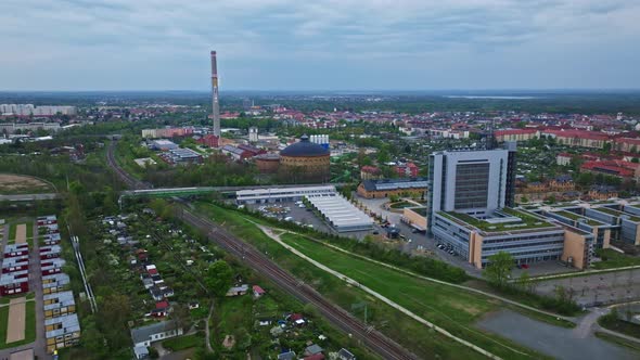 Aerial view of Leipzig Panometer , Leipzig , Germany, Buildings Stock ...